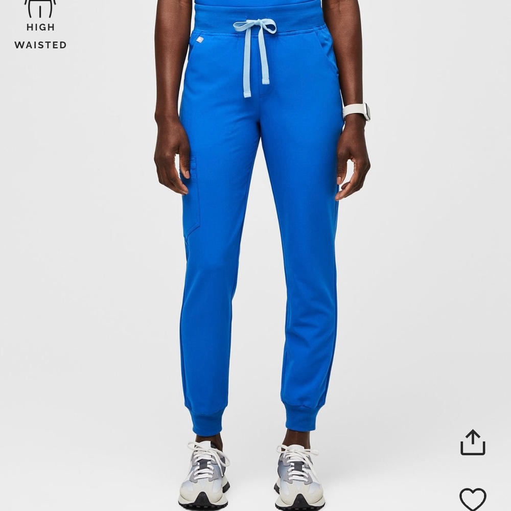 High-Waisted Blue Jogger Scrub Pants